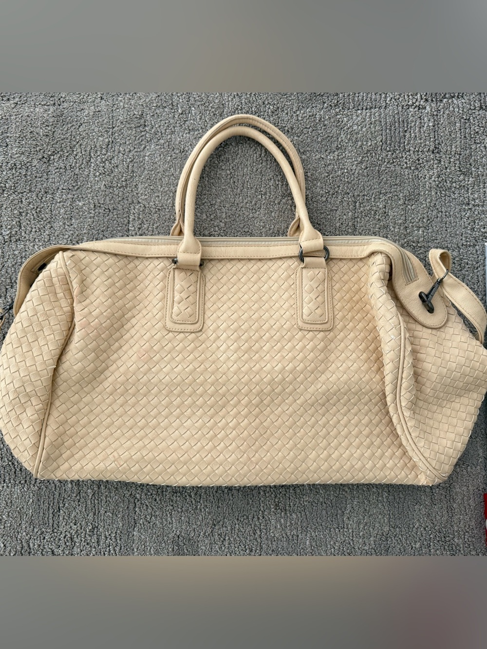 Woven Cream Tote Bag with Dual Top Handles